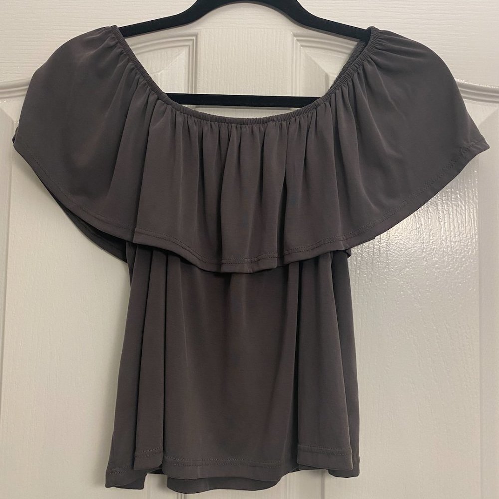 Grey Off The Shoulder Top